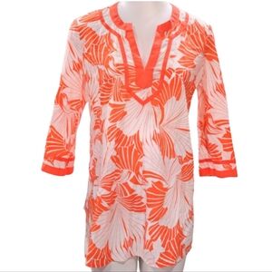 J. Crew Vibrant Orange and White Swim Cover-Up